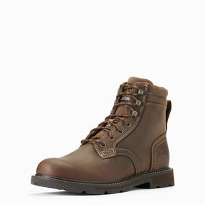 Men's Ariat Groundbreaker 6" Work Boots Brown | TZRD-68732