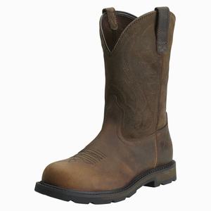 Men's Ariat Groundbreaker Steel Toe Work Boots Brown | MLAY-61923