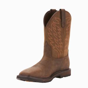 Men's Ariat Groundbreaker Wide Square Toe Waterproof Waterproof Boots Dark Brown | VPNF-63058