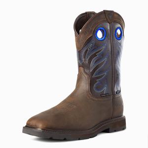 Men's Ariat Groundwork Waterproof Steel Toe Waterproof Boots Dark Brown | LIPQ-14372