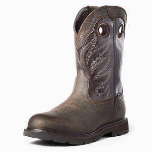 Men's Ariat Groundwork Waterproof Waterproof Boots Dark Brown | SMAJ-16532