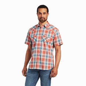 Men's Ariat Hawk Retro Fit Shirts Brown | VQDX-13408