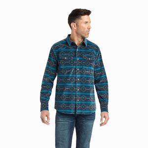 Men's Ariat Hawkeye Corduroy Retro Fit Shirts Turquoise | CJLT-03854