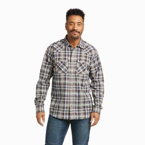 Men's Ariat Holland Retro Fit Shirts Indigo | GBHS-85632