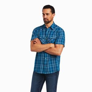 Men's Ariat Holt Retro Fit Shirts Turquoise | YSMO-94601