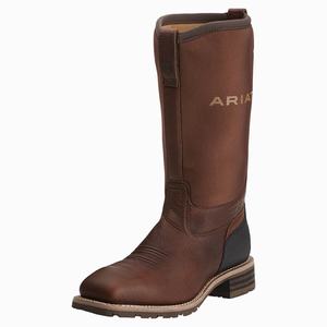 Men's Ariat Hybrid All Weather Waterproof Steel Toe Waterproof Boots Brown | YPOM-51294