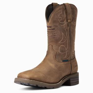 Men's Ariat Hybrid Patriot Waterproof Waterproof Boots Brown | MXWK-69375