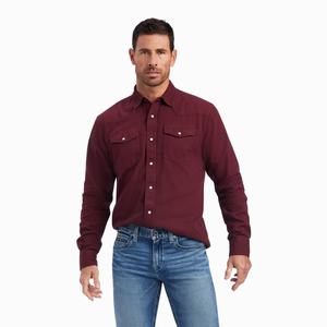 Men's Ariat Jurlington Retro Fit Shirts Chocolate | QJST-20869