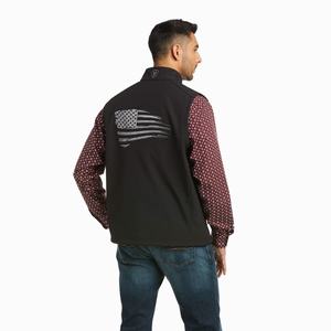 Men's Ariat Logo 2.0 Patriot Softshell Jackets Black | CMLB-46892