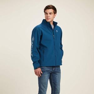 Men's Ariat Logo 2.0 Softshell Jackets Blue | DCFP-71862