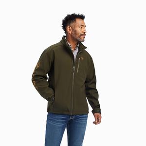 Men's Ariat Logo 2.0 Softshell Jackets Olive | KXJE-45286