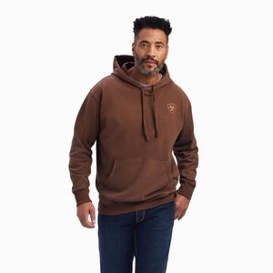 Men's Ariat Logo Hoodie Brown | ZTWJ-24571