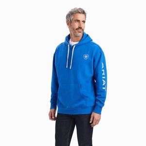 Men's Ariat Logo Hoodie Deep Blue | UXSY-20935