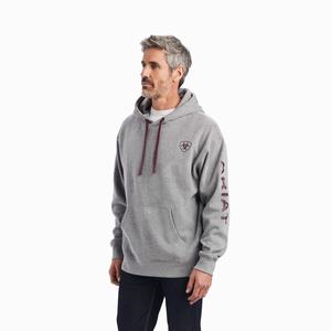 Men's Ariat Logo Hoodie Grey | AHPZ-39672