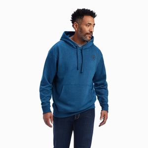 Men's Ariat Logo Hoodie Navy | CVSO-17526