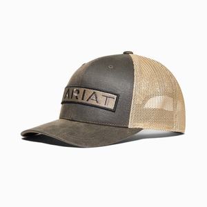 Men's Ariat Long Rectangle Logo Patch Hats Brown | JEVO-89176