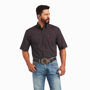 Men's Ariat Major Classic Fit Shirts Black | DCTP-85932