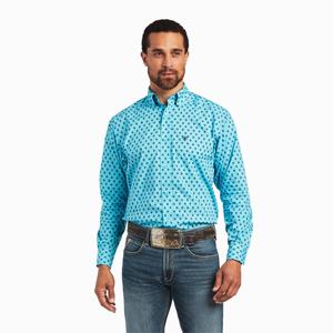 Men's Ariat Manuel Classic Fit Shirts Blue | RIXN-75948