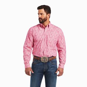 Men's Ariat Mark Classic Fit Shirts Light Rose | LVHF-58276