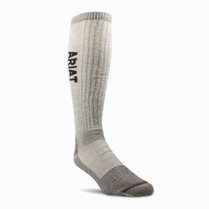 Men's Ariat Midweight Merino Wool Blend Over The Calf Steel Toe Socks Brown | GBTK-63871