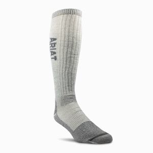 Men's Ariat Midweight Merino Wool Blend Over The Calf Steel Toe Socks Grey | YVQA-57460