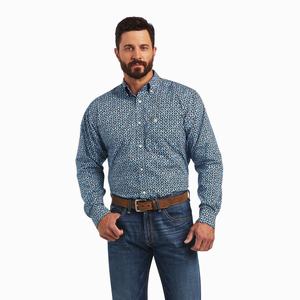 Men's Ariat Miguel Classic Fit Shirts Blue | TEVL-18329