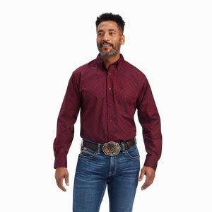 Men's Ariat Nyles Classic Fit Shirts Red | MUSL-46021