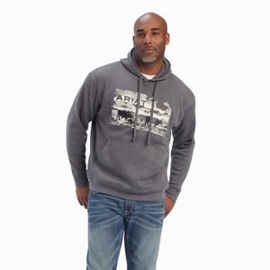 Men's Ariat Pastures Hoodie Grey | BWLS-06483