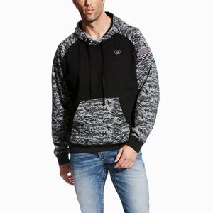 Men's Ariat Patriot Hoodie Black Camo | BKXF-95761