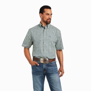 Men's Ariat Pro Series Barrett Classic Fit Shirts Green | OFGQ-57106