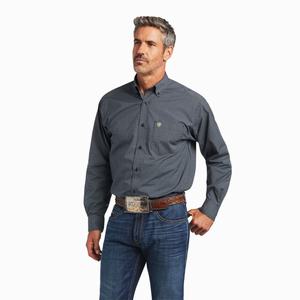 Men's Ariat Pro Series Brian Classic Fit Shirts Blue | JLZM-94732