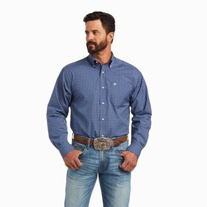 Men's Ariat Pro Series Bryson Classic Fit Shirts Dark Grey Blue | LUIT-56293