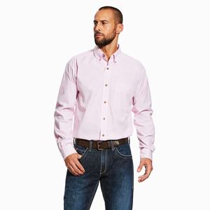 Men's Ariat Pro Series Dayne Mini Stripe Shirts Pink | ECMW-46978