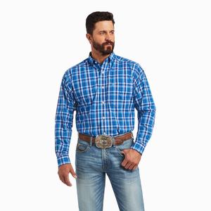 Men's Ariat Pro Series Mason Classic Fit Shirts Blue | BZEI-42856