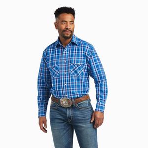 Men's Ariat Pro Series Mason Classic Fit Shirts Blue | PVNU-96743