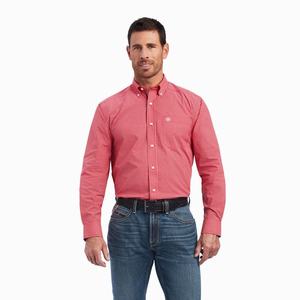 Men's Ariat Pro Series Nevin Stretch Classic Fit Shirts Red | AMLZ-49185