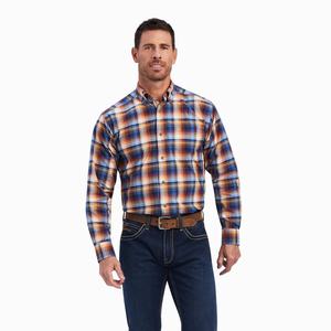 Men's Ariat Pro Series Nigel Stretch Classic Fit Shirts Blue | QJMS-50243