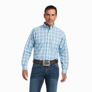 Men's Ariat Pro Series Quimby Classic Fit Shirts Blue | HAXN-60482