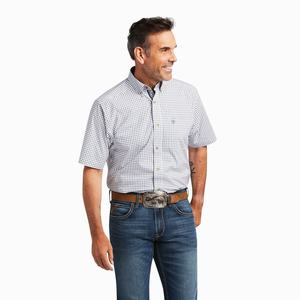 Men's Ariat Pro Series Taha Stretch Classic Fit Shirts White | VMHG-40713