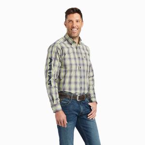 Men's Ariat Pro Series Team Mabry Classic Fit Shirts Green | MKYG-25487