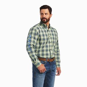 Men's Ariat Pro Series Team Maxton Classic Fit Shirts Green | GZND-46387