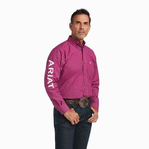 Men's Ariat Pro Series Team Tarletan Classic Fit Shirts Royal Purple | BHXY-72351