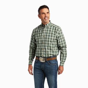 Men's Ariat Pro Series Teo Classic Fit Shirts Green | OIXQ-69548