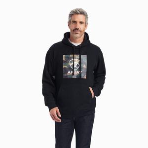 Men's Ariat Protect & Serve Block Hoodie Black | PFQW-95076