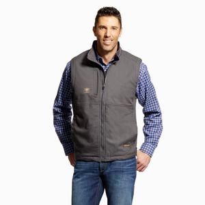 Men's Ariat Rebar DuraCanvas Jackets Grey | FVUY-94871