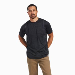 Men's Ariat Rebar Evolution Athletic Fit Tops Black | BMXP-79561