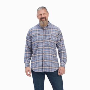 Men's Ariat Rebar Flannel DuraStretch Shirts Grey | JITA-98430