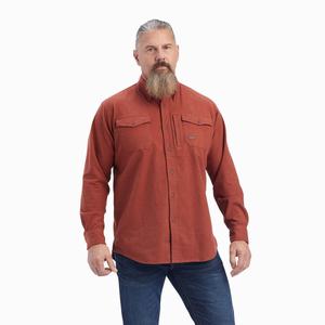 Men's Ariat Rebar Flannel DuraStretch Shirts Pink | RWGO-78491