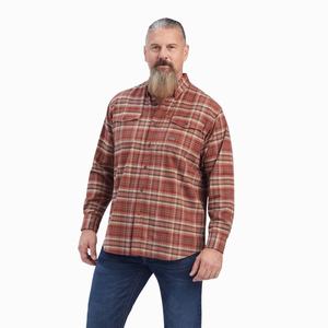 Men's Ariat Rebar Flannel DuraStretch Shirts Red | VJLF-62491