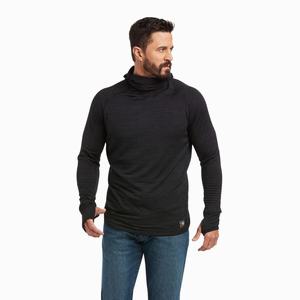 Men's Ariat Rebar Gridwork Balaclava Hoodie Black | QKOS-26509